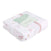 The aden + anais boutique cotton muslin dream blanket is folded white with pink trim, made of 100% cotton muslin. Featuring heart and dot patterns, its a dreamy nursery addition. Wrapped with a white paper band and green label, it highlights its breathable quality.