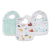 Three aden + anais boutique 100% cotton muslin snap bibs feature: a geometric pattern, animals and landmarks, and nature-inspired plants. Each colorful bib offers adjustable fit with snap closures for high absorbency.