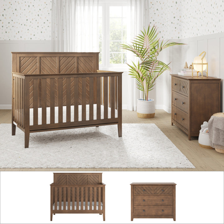 brown crib and dresser set Child Craft Atwood Design 4-in-1 Convertible Baby Nursery Furniture Set, Baby Bed 3 Drawer Dresser, for Babies, Toddlers and Kids Bedroom (2 Piece Solid Wood Convertible Crib Retro 6 Drawer Dresser in Hazelnut Our products are all made only of solid wood from renewable forests 4-in-1 Convertible Classic Crib and