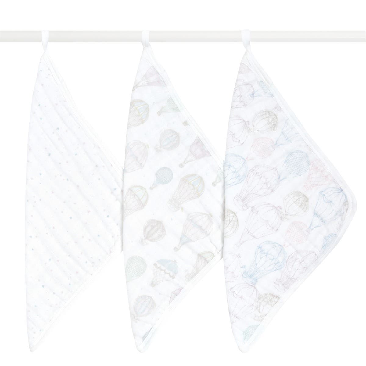 Organic Cotton Muslin Washcloths Pack in above the clouds aden