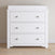 The Child Craft Camden 2-Piece Nursery Set features a modern pine wood dresser with three drawers and round silver knobs. Its clean design complements the included convertible crib, making it ideal for a stylish nursery.