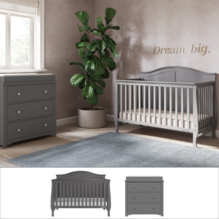 Grey Matching Crib And Dresser Natart Alexa Piece Nursery Set 4-in-1  Convertible Crib,