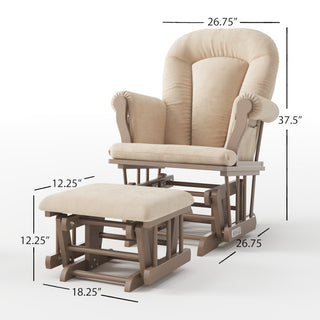 Experience comfort and style with the Child Craft Hampton Flat Top 3 Piece Nursery Set, featuring a beige padded glider chair (37.5″ H x 26.75″ W) and a matching ottoman (12.25″ H x 18.25″ W) — both crafted with sturdy wooden frames, glide bases, and baby-safe finishes. For a beautifully coordinated nursery, pair this set’s glider with the Hampton crib and dresser for an inviting space that brings convenience and elegance together.