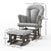 The Child Craft Scout 3 Piece Nursery Set features a gray, cushioned glider chair with matching ottoman—an ideal complement to your nursery furniture. Dimensions for the glider are 37.5″H x 26.75″W x 26.75″D and for the ottoman, 12.25″H x 18.25″W x 12.25″D, making them perfectly sized to pair with your crib and dresser from the set.