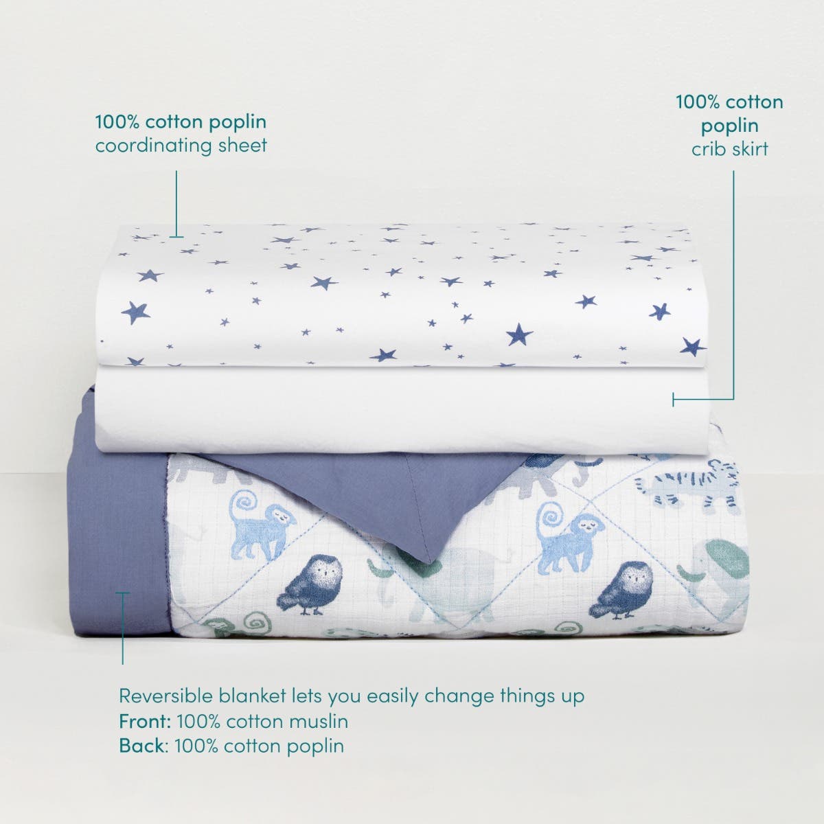 Time to Dream Cotton Muslin Bedding Set pk aden anais