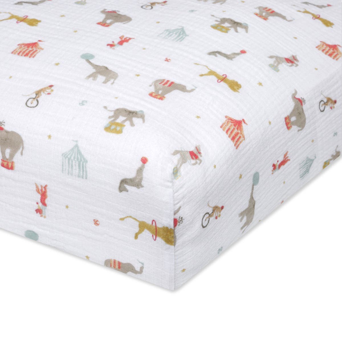 Elephant Circus Cotton Muslin Crib Sheet aden anais