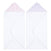 The image shows two aden + anais essentials cotton muslin hooded towels. The left towel features a pink floral hood, and the right one displays a purple leaf design. Both unfolded, these super absorbent towels reveal their full beauty and charm.