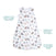 The aden + anais essentials velboa easy sleep sack 1.5 TOG is a sleeveless blanket with animal prints of hedgehogs, elephants, and cheetahs. It features labels for 100% cotton or velboa fabric, extra length for growth, and an inverted zipper for easy diaper changes—ideal for your little one.