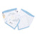 The aden + anais essentials cotton muslin bandana bibs 2 pack includes two adjustable bibs with snap closures: one with astronauts, clouds, and a sun on blue trim; the other features small grey stars on white.