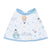 The aden + anais essentials cotton muslin burpy bib features a space-themed design with astronauts, planets, and stars on a white background. Made from absorbent muslin, it includes light blue trims for style and practicality.