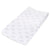 The essentials cotton muslin changing pad cover solid by aden + anais is white, with a gentle slope and soft edges, featuring a light gray elephant pattern. Made from soft cotton muslin, its ideal for a babys changing area, combining comfort and style perfectly.