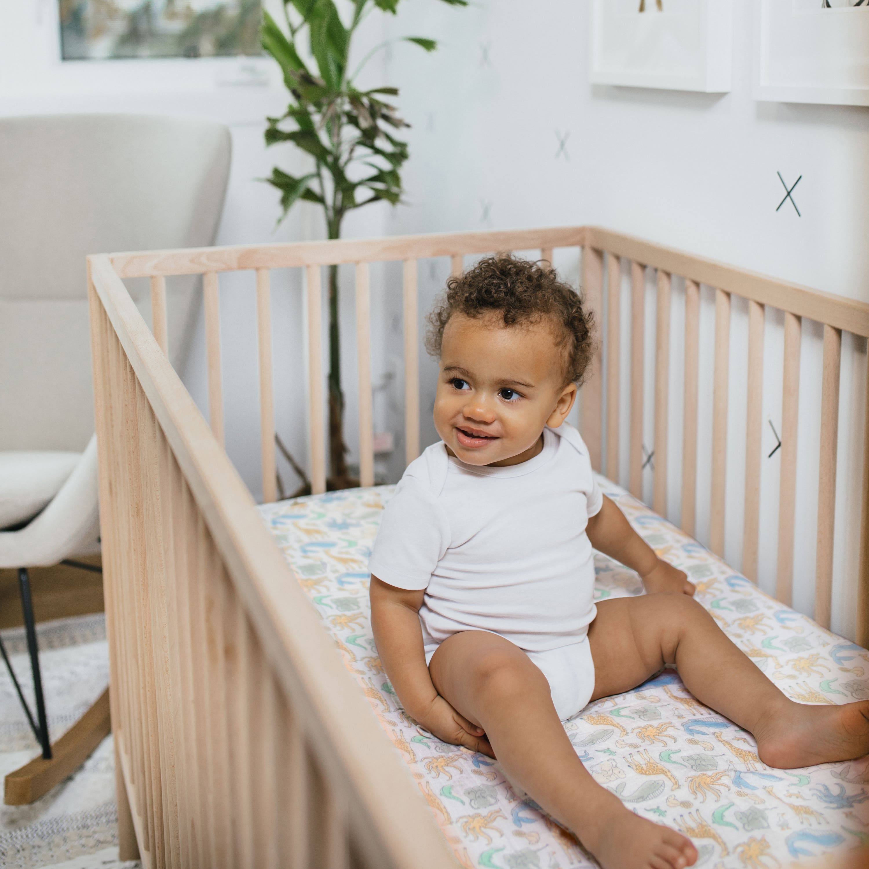 Natural History Cotton Muslin Crib Sheets aden anais