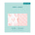 Image of aden + anais essentials cotton muslin swaddle blanket 2 pack: One with a pink heart pattern, another solid pale pink. Made from breathable cotton muslin. Packaging features are in English and French.