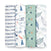 The aden + anais essentials cotton muslin swaddle blanket 4 pack features breathable, soft, lightweight designs including navy dashes, dinosaurs with foliage, teal arrows, and gray leaves on green.
