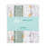 Pack of four Disney™ essentials cotton muslin swaddle blankets from aden + anais, showcasing Winnie the Pooh and Tigger designs with forest scenery on white and green fabric. Packaging details brand and product info.