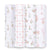 This set of four aden + anais essentials cotton muslin swaddle blankets includes designs of ducks, a pink grid with accents, floral patterns, and pink botanicals. These soft white and pastel-colored swaddles are nursery must-haves.