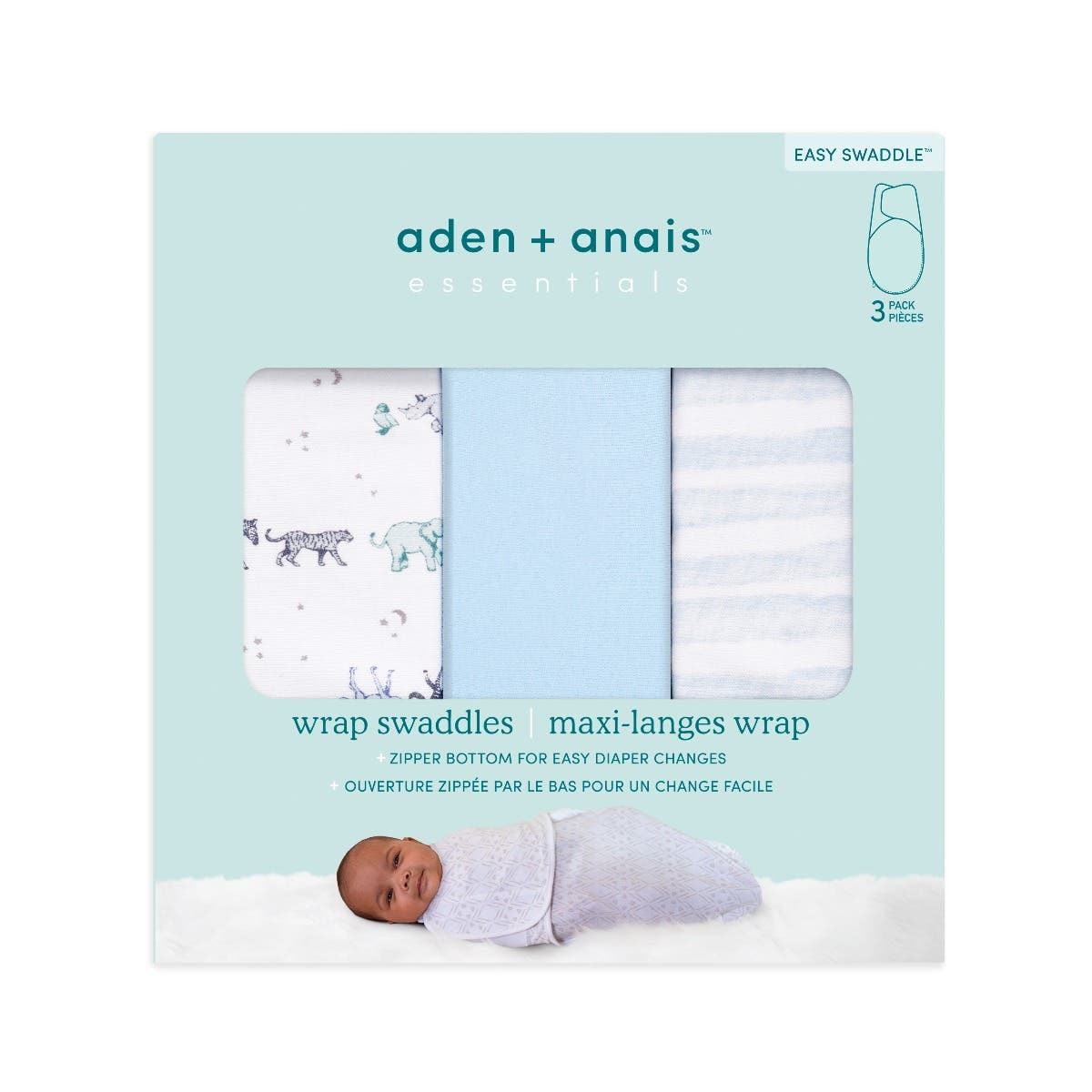 Rising Star Baby Cotton Easy Swaddle Wrap 0-3M aden anais