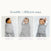 Three babies wear HALO Swaddle 100% Cotton TOG 1.5: first with arms in, second hand-to-face, third arms out. Text: Swaddle in 3 ways for healthy hip development—arms in, hand-to-face, or arms out.