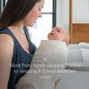 A woman in a sleeveless top cradles her swaddled baby, gazing at them lovingly. Text: Thanks to the HALO Swaddle 100% Cotton TOG 1.5’s adjustable wings, went from barely sleeping 2 hours to 4-5 hour stretches — Brandi.