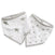The aden + anais essentials cotton muslin bandana bibs 2 pack includes two white bibs with gray edging: one with a stars pattern and the other with polka dots. These stylish bibs feature snap closures for easy fastening.