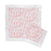 A set of two cotton muslin security blankets by aden + anais, featuring pink and white heart patterns with satin trim.