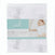 The packaging of the aden + anais essentials cotton muslin crib sheet features a baby on breathable sheets with adorable elephant prints on a white background, visible through its transparent package.