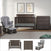 Create an elegant nursery featuring the Child Craft Scout 3 Piece Nursery Set, which includes a dark wood convertible crib, a matching dresser, and a gray cushioned glider chair with ottoman. Two framed botanical prints are displayed above the crib, while a large rug covers the floor—perfectly uniting this stylish nursery furniture set.