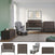 A modern nursery featuring the Child Craft Scout 4 Piece Nursery Set, which includes a 4-in-1 convertible crib, dresser, glider with ottoman, and toy box in a rich dark wood finish. The set is beautifully complemented by crisp white and green walls. Framed artwork is displayed above the crib, while a soft beige rug provides warmth and comfort for a cozy yet stylish space.