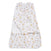 The HALO Swaddle 100% Cotton Muslin TOG 1.5 features a white adjustable design with playful yellow lions and brown monkeys, shown partially unfastened to reveal its cozy inner fabric and charming pattern—ideal for SleepSack Swaddle comfort.