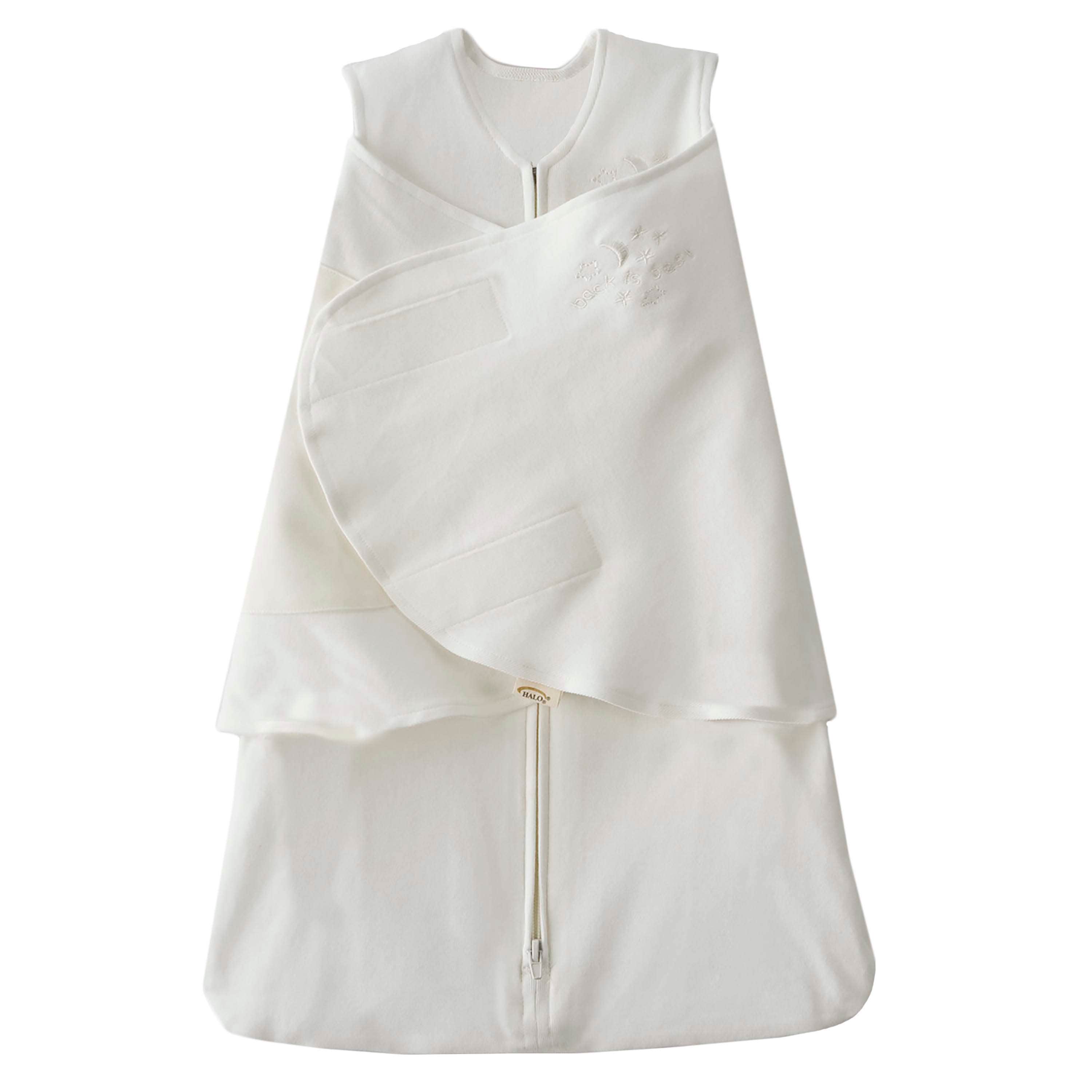 HALO SleepSack Swaddle in organic cotton, sleeveless with winged hip panel