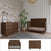 Contemporary nursery featuring the Child Craft Surrey Hill 2-Piece Nursery Set with Crib and Dresser in a rich brown finish, complemented by a large potted plant, chevron accent wall, light area rug, and white shelves adorned with decor. Two product images below display this stylish nursery furniture set—the crib and dresser—individually.